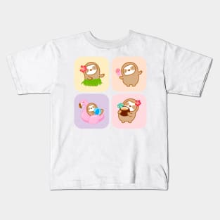 Cute Summer Vacation Sloth Kids T-Shirt